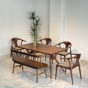 Bộ Bàn Ăn Gỗ SENI 1M5 phối bench 207- BSN4G15