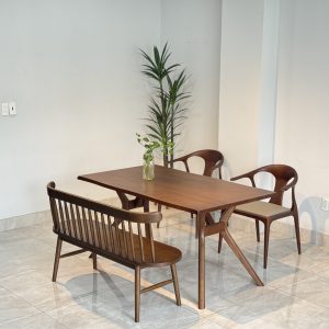 Bộ Bàn Ăn Gỗ SENI 1M5 phối bench 207- BSN2G15