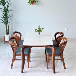 Bộ bàn ăn mặt đá Candy 1m4 - C4G14W