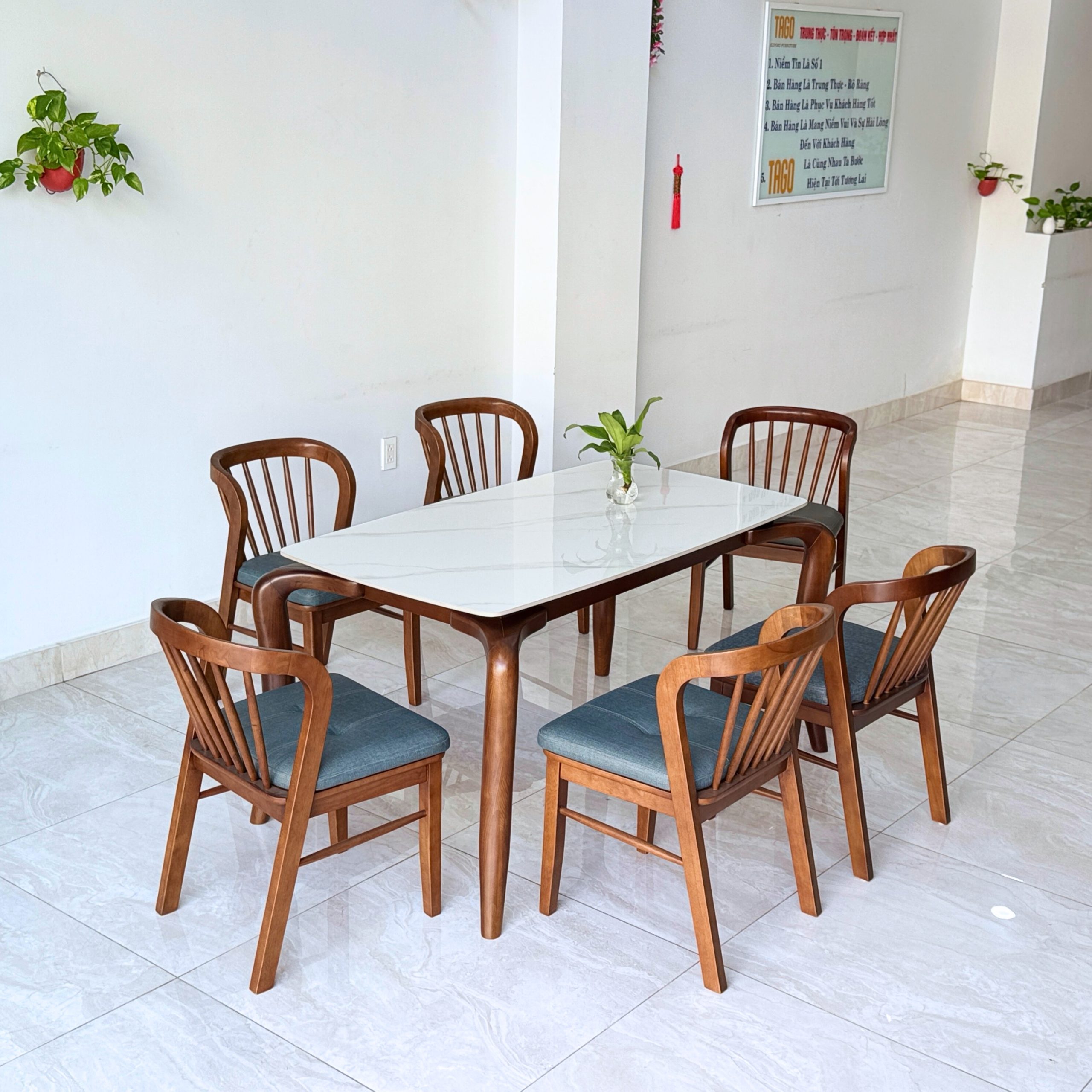 Bộ bàn ăn mặt đá Candy 1m4 - C5G14W - Hình ảnh 3