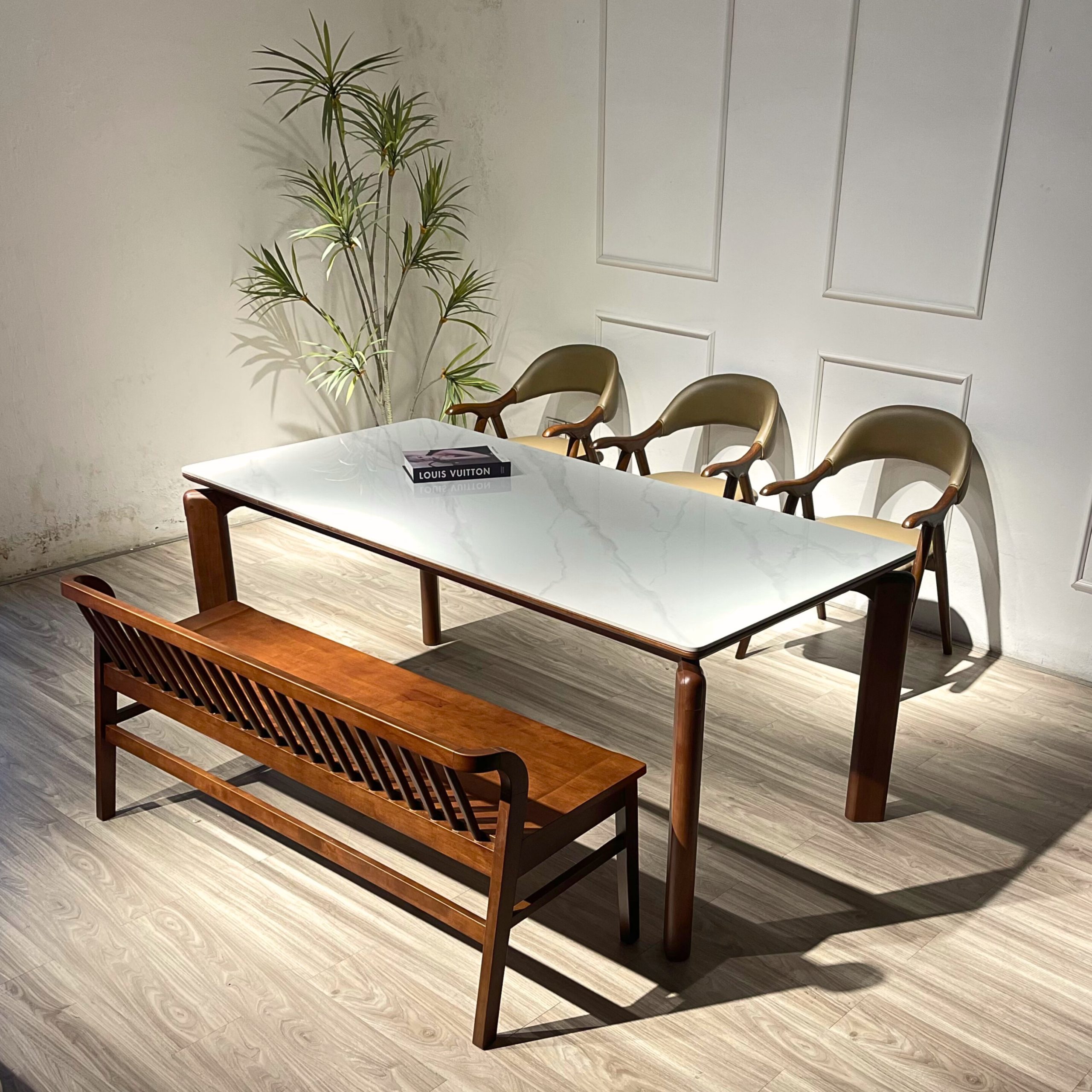 Bộ bàn ăn Lifumi 1M79 phối bench - 4GBXH14 - Hình ảnh 2