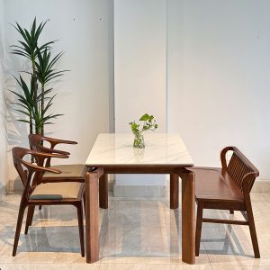 Bộ Bàn Ăn SENI 1M39-2 Ghế Phối Bench 1m1