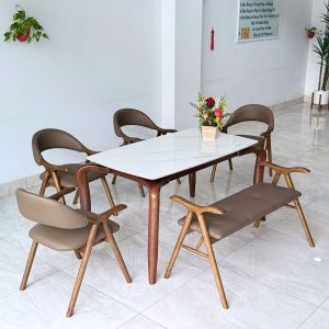 Bộ bàn ăn đá Lifumi 1M4 - 4G1B1M2