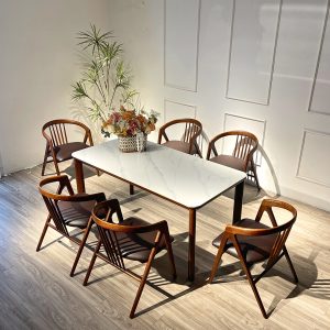 Bộ Bàn Ăn Đá MORI 1m595 - MR6G159W