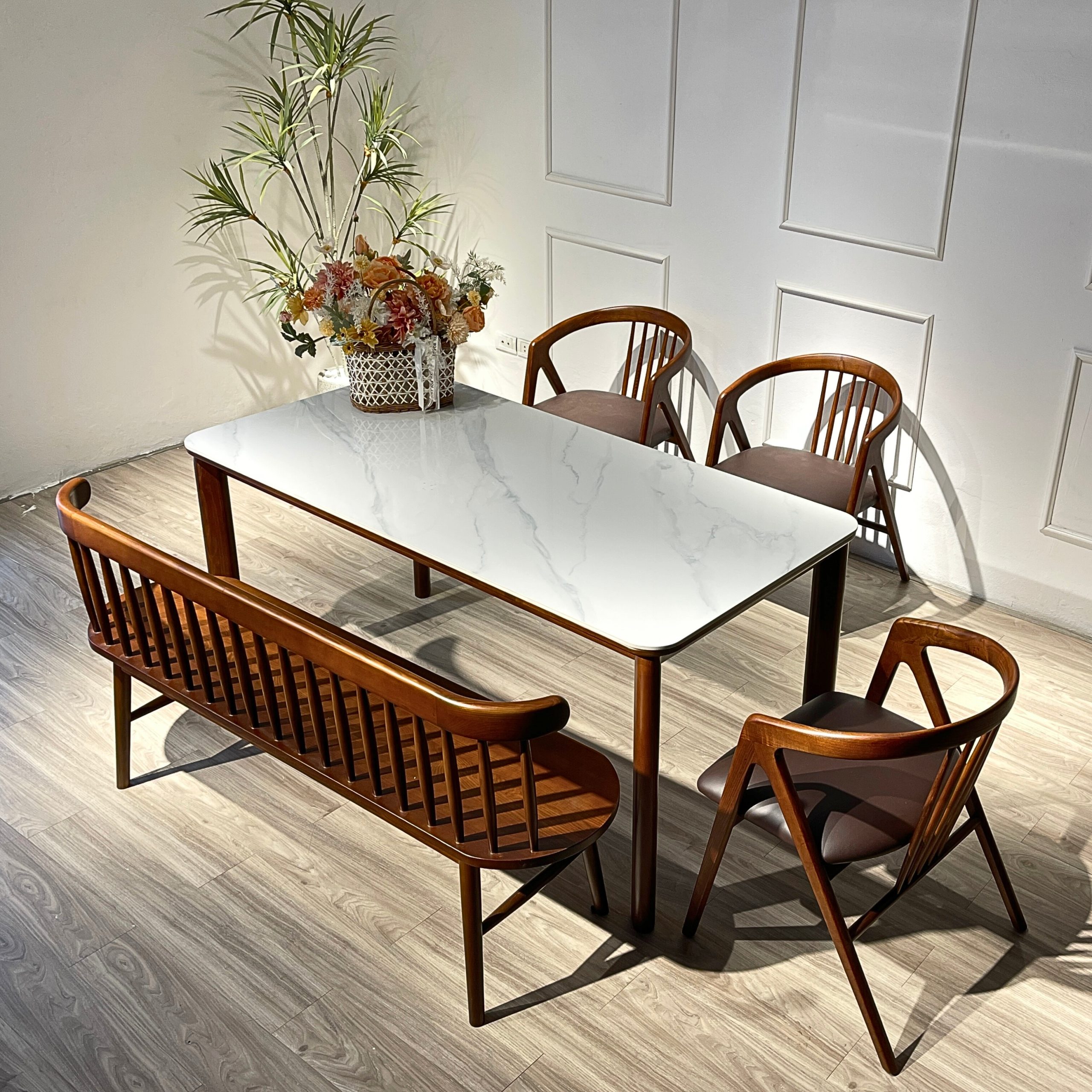 Bộ Bàn Ăn MORI 1m595 phối bench - MR4GB150 - Hình ảnh 3