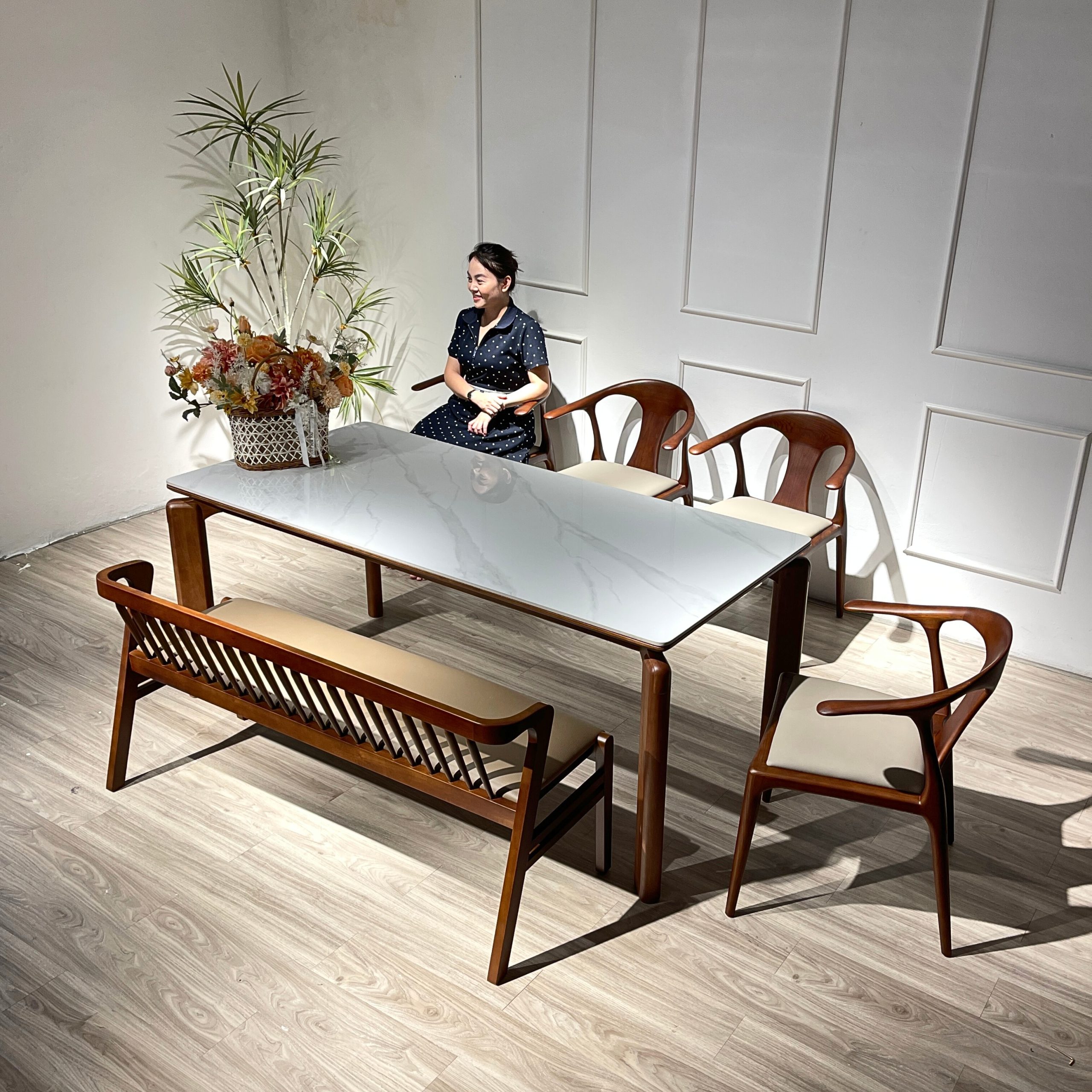 Bộ Bàn Ăn SENI 1m79 Phối Bench Mùa Thu - ĐSE5GB138 - Hình ảnh 4