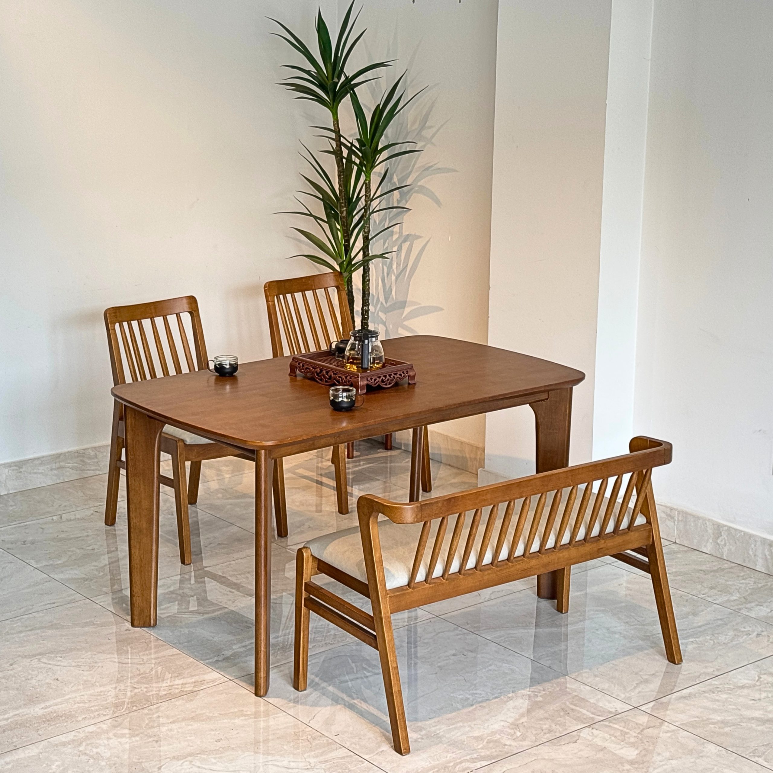 Bộ Bàn Ăn Milan Grace 1m4 Phối Bench - ML2GB105