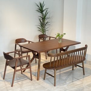 Bộ bàn ăn Óc chó 1M5 bench 207- 3OCB15