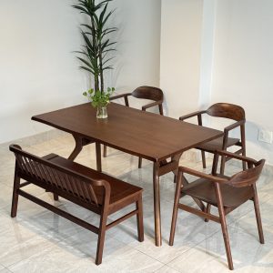 Bộ Bàn Ăn Gỗ ÓC CHÓ 1M5 phối bench - BOC3G15