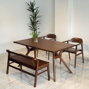 Bộ Bàn Ăn Gỗ ÓC CHÓ 1M5 phối bench - BOC2G15