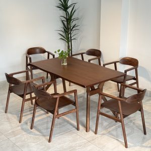 Bộ Bàn Ăn Gỗ Óc Chó 1M5- OC6G15