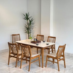 Bộ Bàn Ăn Đá Milan 1m39 - ĐML6G39