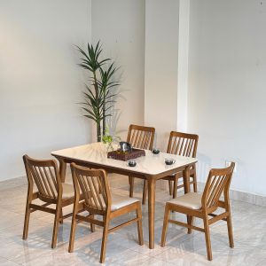 Bộ Bàn Ăn Đá Milan 1m39 - ĐML5G39
