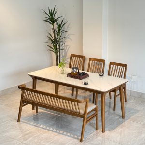 Bộ Bàn Ăn Đá Milan 1m79 phối bench - ML3GB1M38